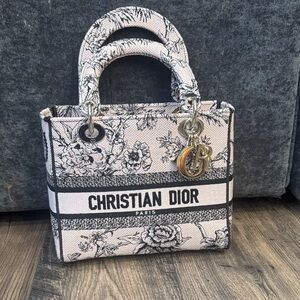 Dior Black and White Floral Satchel
